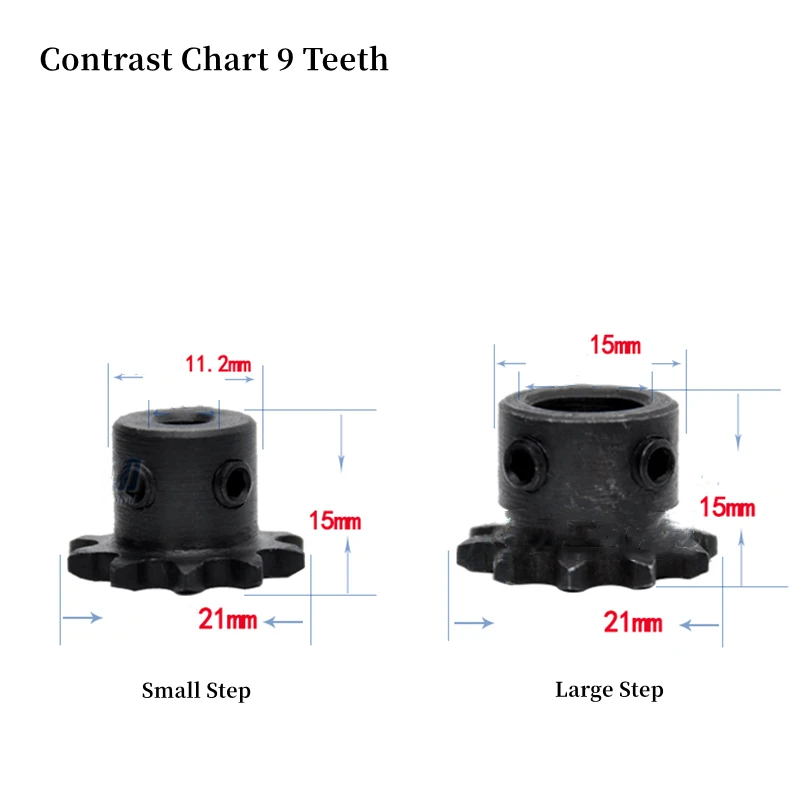 1pcs 04C Industrial Sprocket 9/10 Teeth Bore 5-10mm 45# Steel Large Step Two Points Chain Gear Mechanical Motor Drive Sprocket
