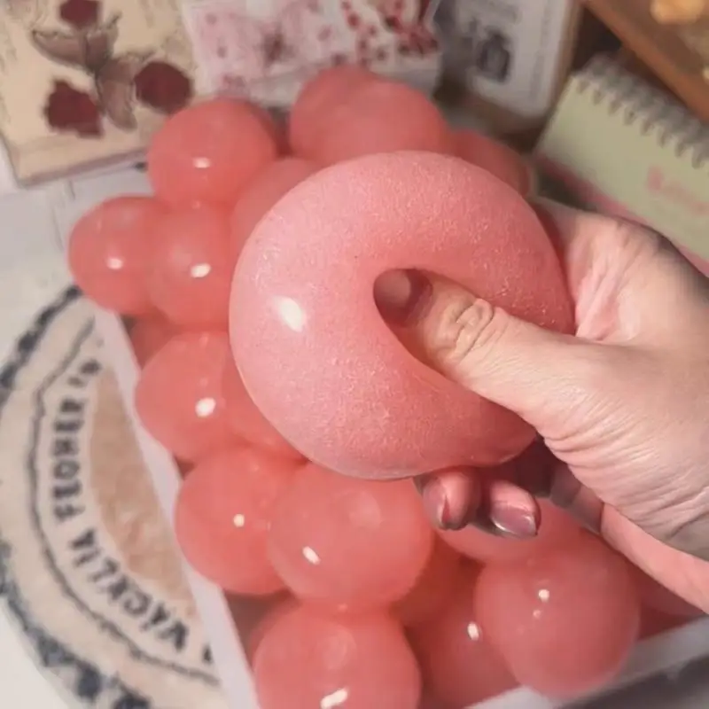 ASMR Peach Slushy Toy Translucent Pink Stress Relief Ball Jelly Mochi Squeeze Toy For Anxiety ADHD Cute Desk Fidget Gift