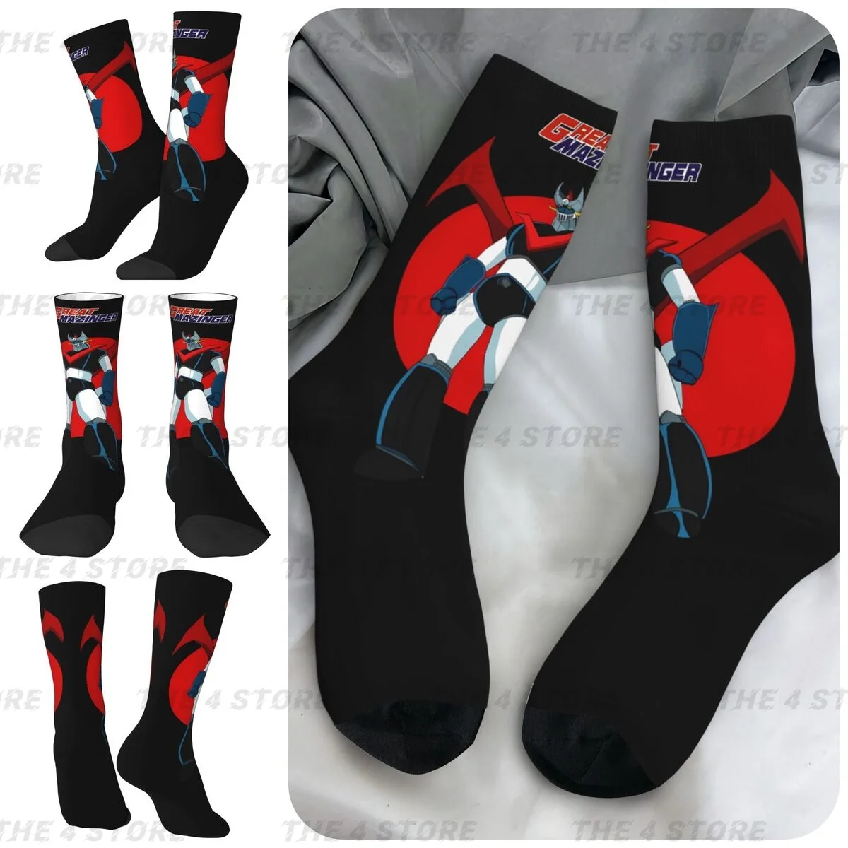 High elasticity polyester fiber 3D printing cosy Unisex Outdoor Goldorak Interesting Four Seasons Socks