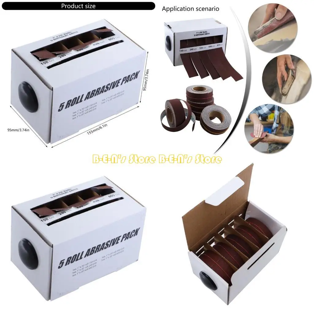 Y1AD Multipurpose Sanding Cloth Tape 5Grits Levels for Efficient Surfaces Preparation