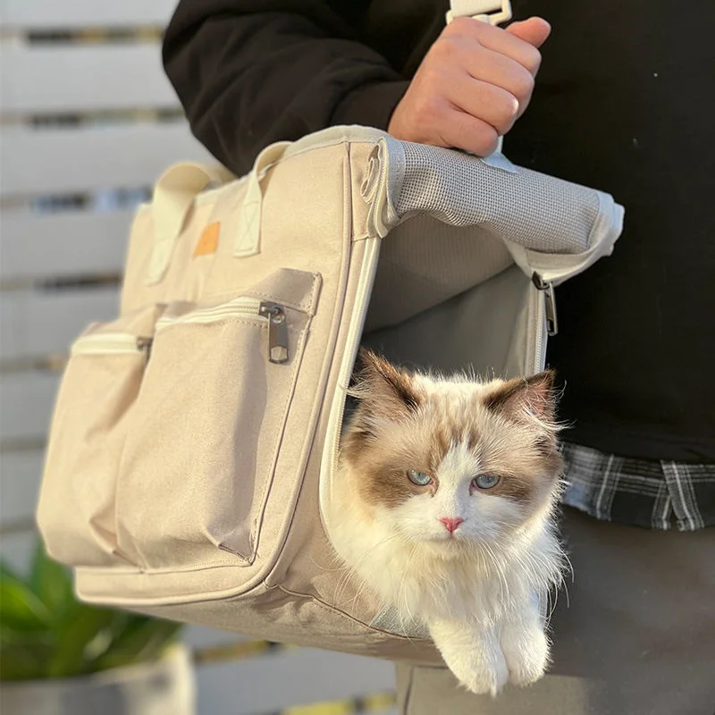 Soft Cat Carrier Sling Backpack Cat Cage Reflective Strip Foldable Travel Breathable Outdoor Pet Transport Bag