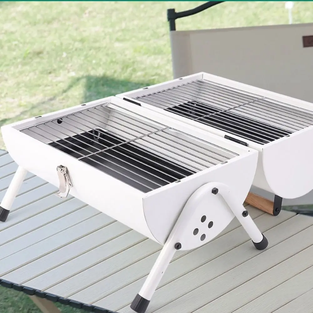 Multifunctional Stainless Steel Barbecue Grill Double-sided Folding Carbon Grill Portable Chimney Stove Courtyard