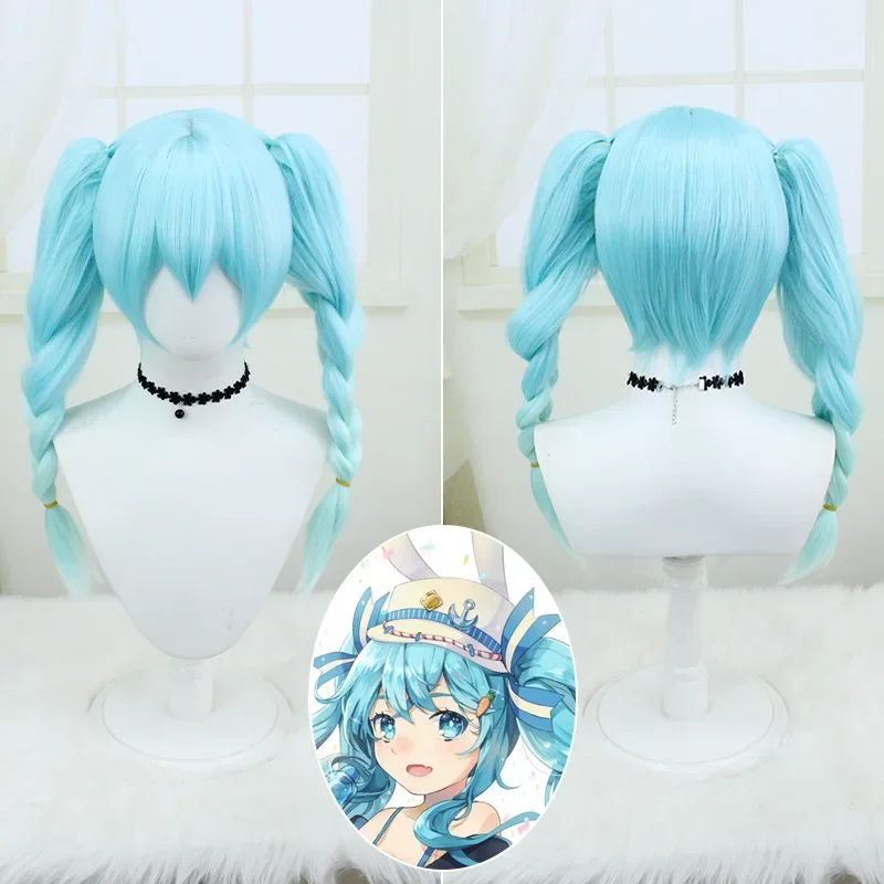 Anime VOCALOID women Bunny cosplay wig Bunnies  role play blue braided hair costumes