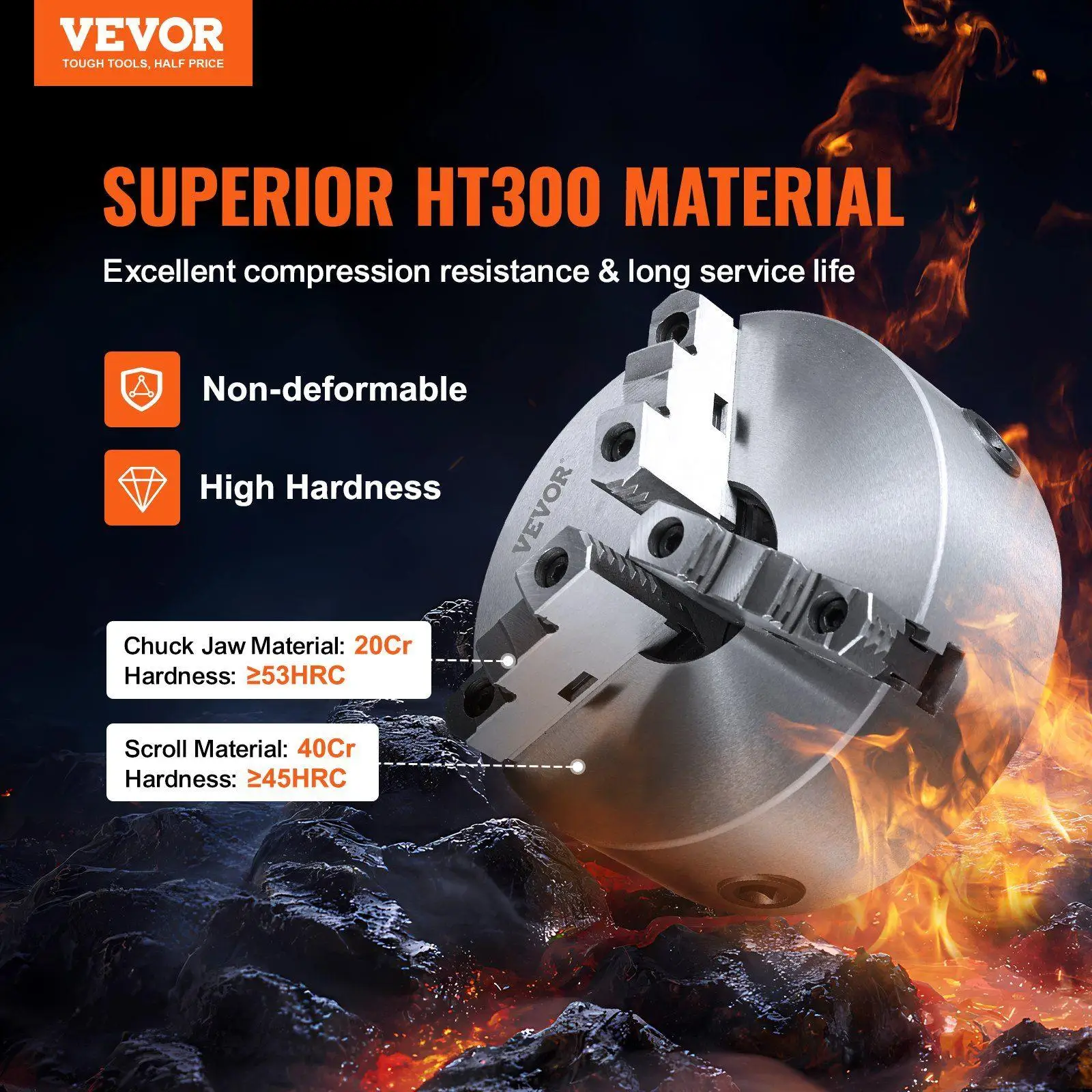 ظرف ذاتي التمركز 10 بوصة 3 فك 0.24-9.84 بوصة محرك تروس مشطوف عالي القوة HT300