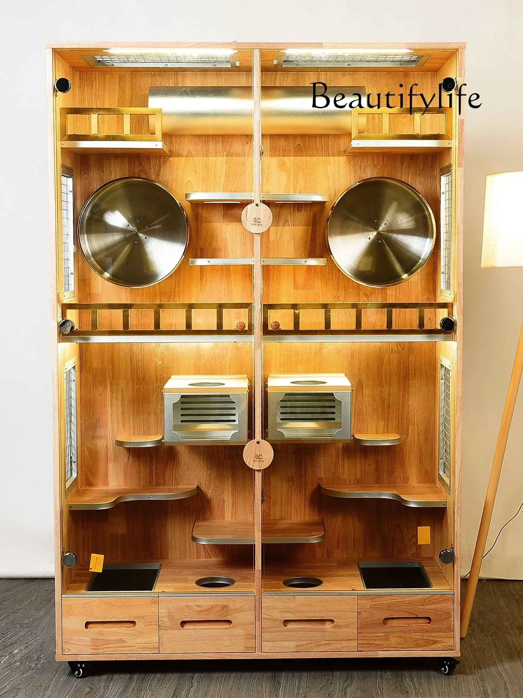 

jaula para gatos Simple Villa Cabinet Cage Solid Wood Oversized Luxury House Large Castle with Air Conditioner Pet Cage