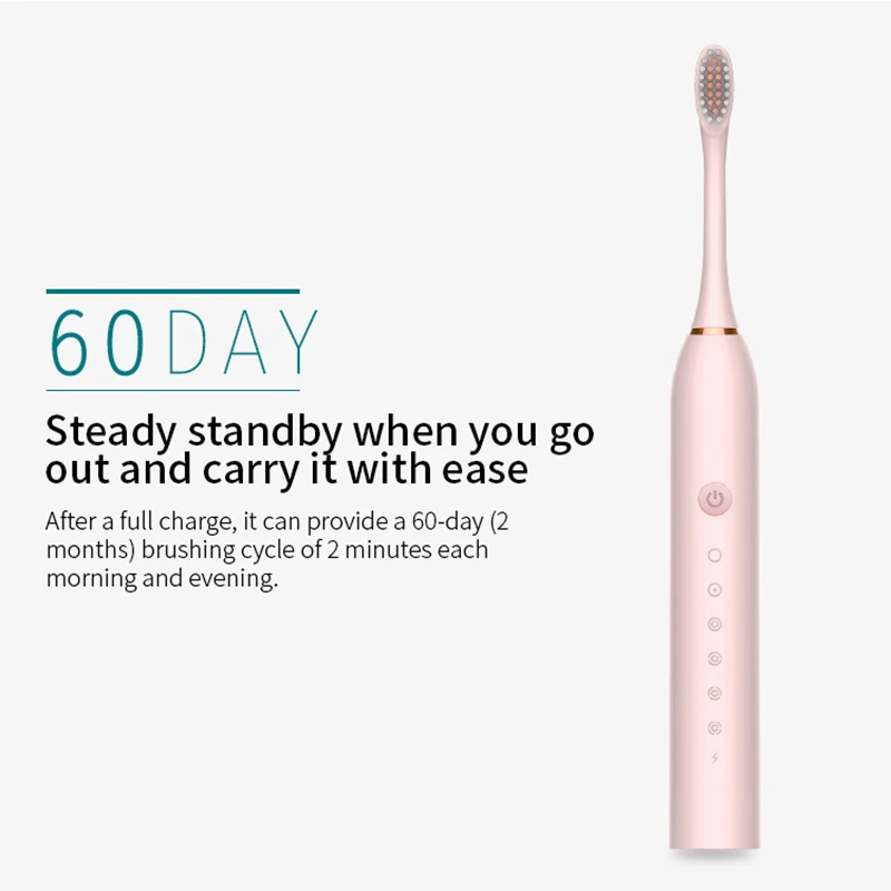 WDD-A1 Electric Sonic Toothbrush USB Charge Rechargeable Adult Waterproof Electronic Tooth 4 Brushes Replacement Heads