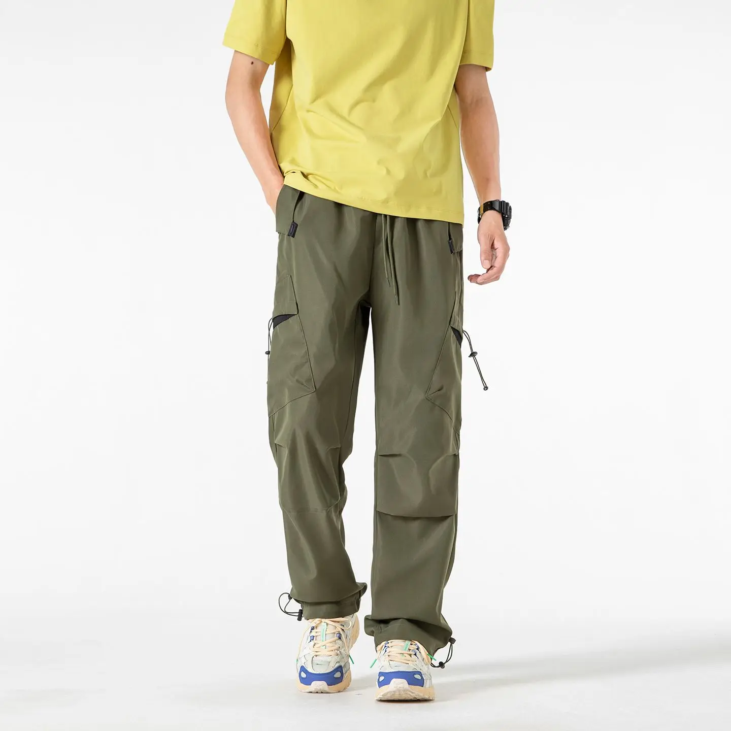 الرجال مستقيم الساق السراويل الخريف البضائع السراويل فضفاضة السراويل سترة رياضية السراويل 6 ألوان جيب بانت