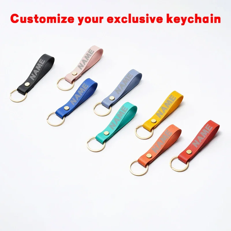 Customized PU Leather Keychain Business Gifts Leather Key Chain For Women Gifts Car Key Strap Waist Wallet Keychains Keyrings