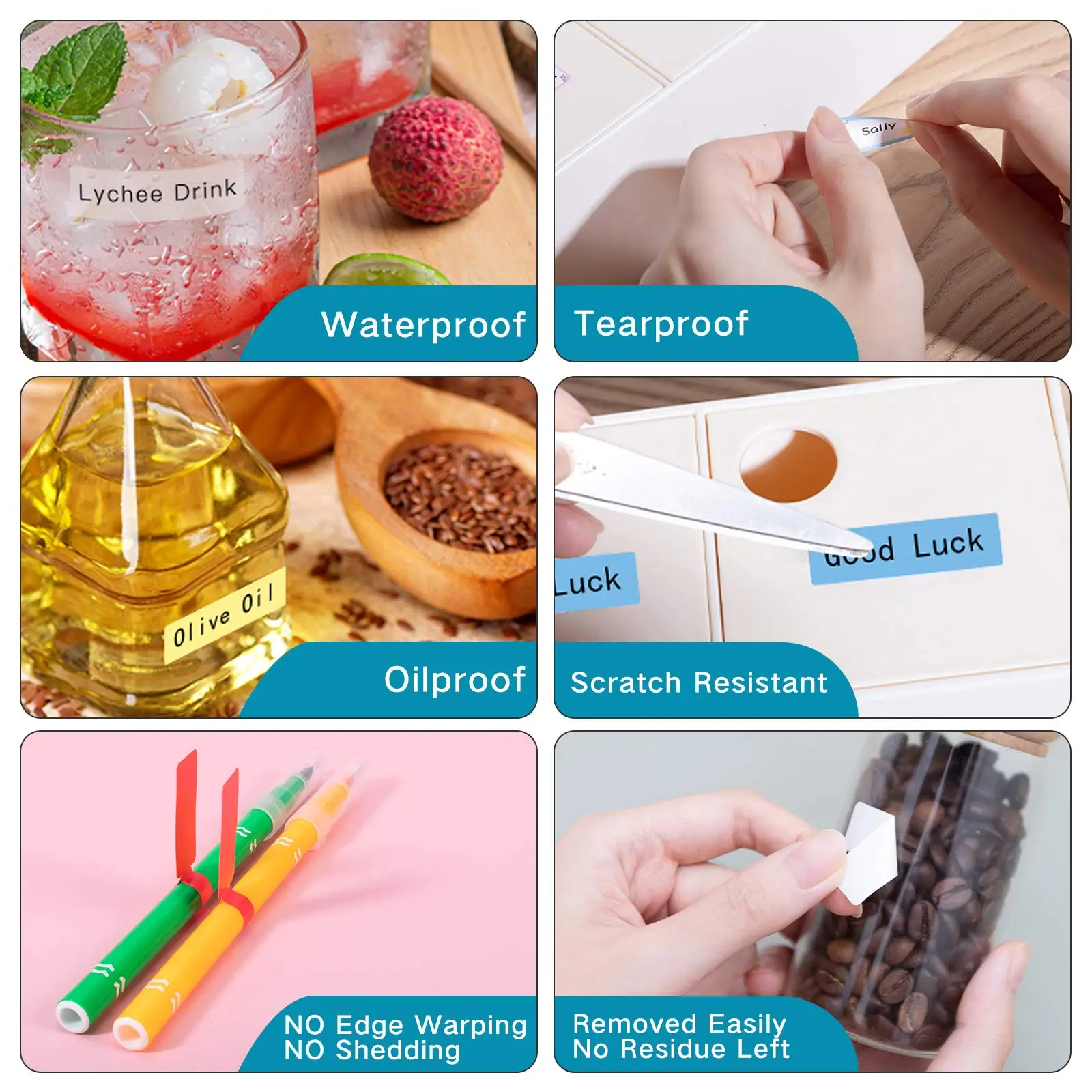 D30 Multi-Size Thermal Labels Waterproof Adhesive Stickers for Kitchen Storage Office Organization, Cable Management For D30 Q30