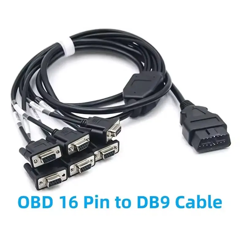OBD2 Male To 6 DB9 Female Adapter Cable, RS232 Serial OBDII Splitter For Automotive For Programmers Tool