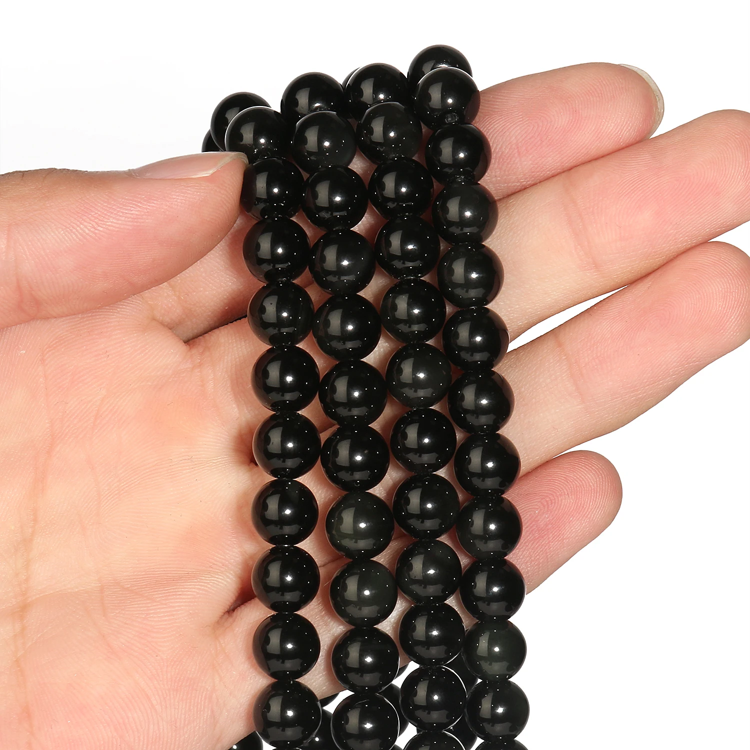 Natural Black Obsidian Stone Beads Round Loose Spacer Beads for Jewelry Making DIY Bracelet Necklace Accessories 4 6 8 10 12mm