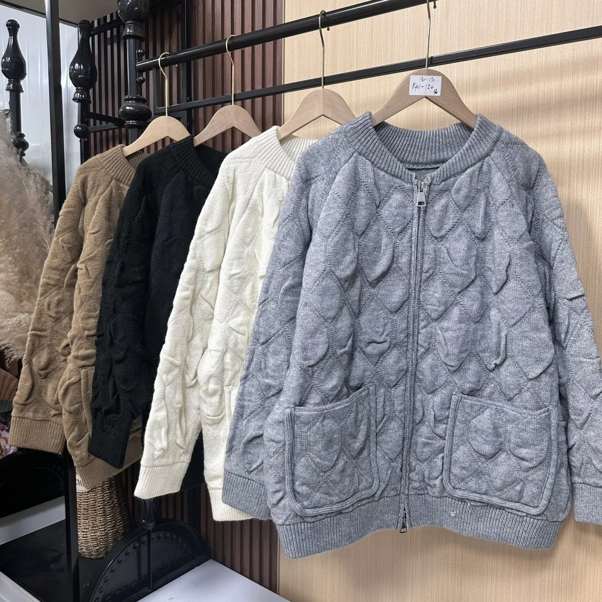 

Women's Knitted Zipper Sweater Jacket Autumn Winter Warm Solid Color Cardigan Fashionable Lazy Style Solid Outerwear Tops F495