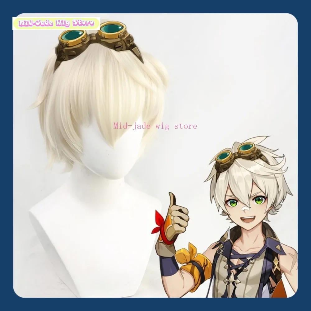 

Genshin Impact Bennett Cosplay Wig Anime Cosplay Party Synthetic Hair Short Hair Upright Mid-jade Wig Store