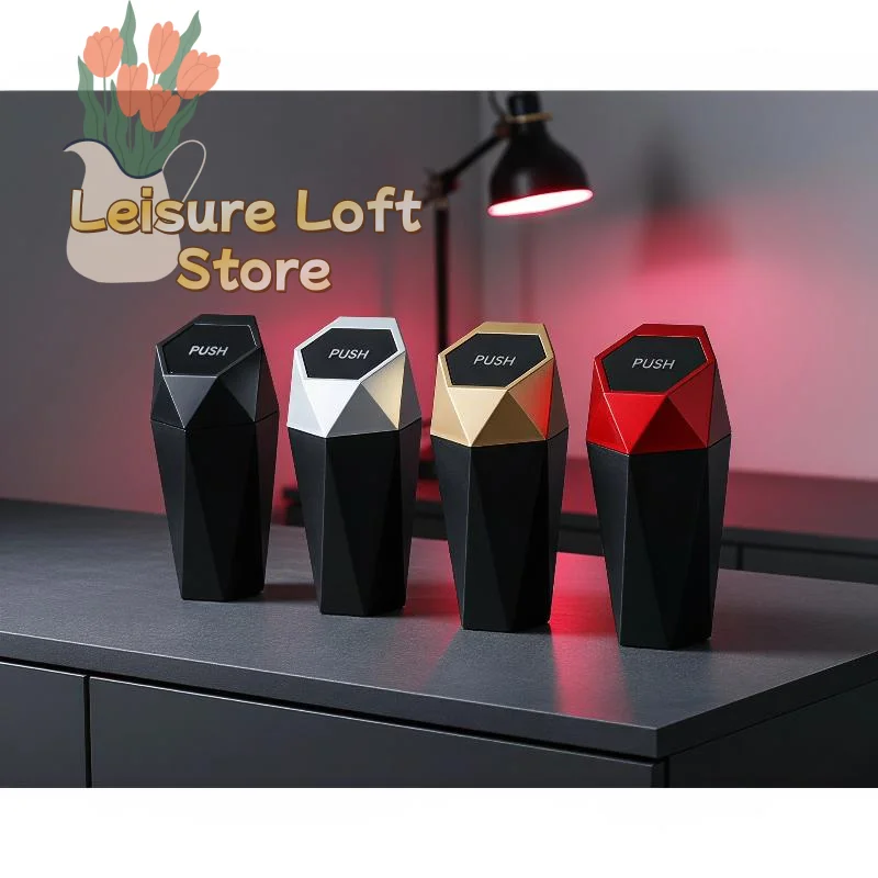 Car Interior Trash Can Hangable With Lid Leakproof Universal Auto Storage Container Portable Car Organizer Accessory for Drivers