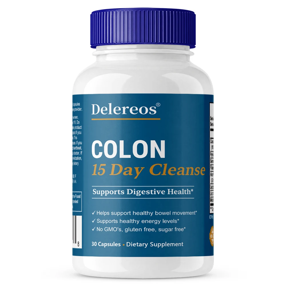 Soporte para el Intestino y el Colon con Cápsulas de Psyllium y Senna, Limpieza y Desintoxicación de 15 Días, Salud Intestinal y Digestiva, Limpieza del Colon