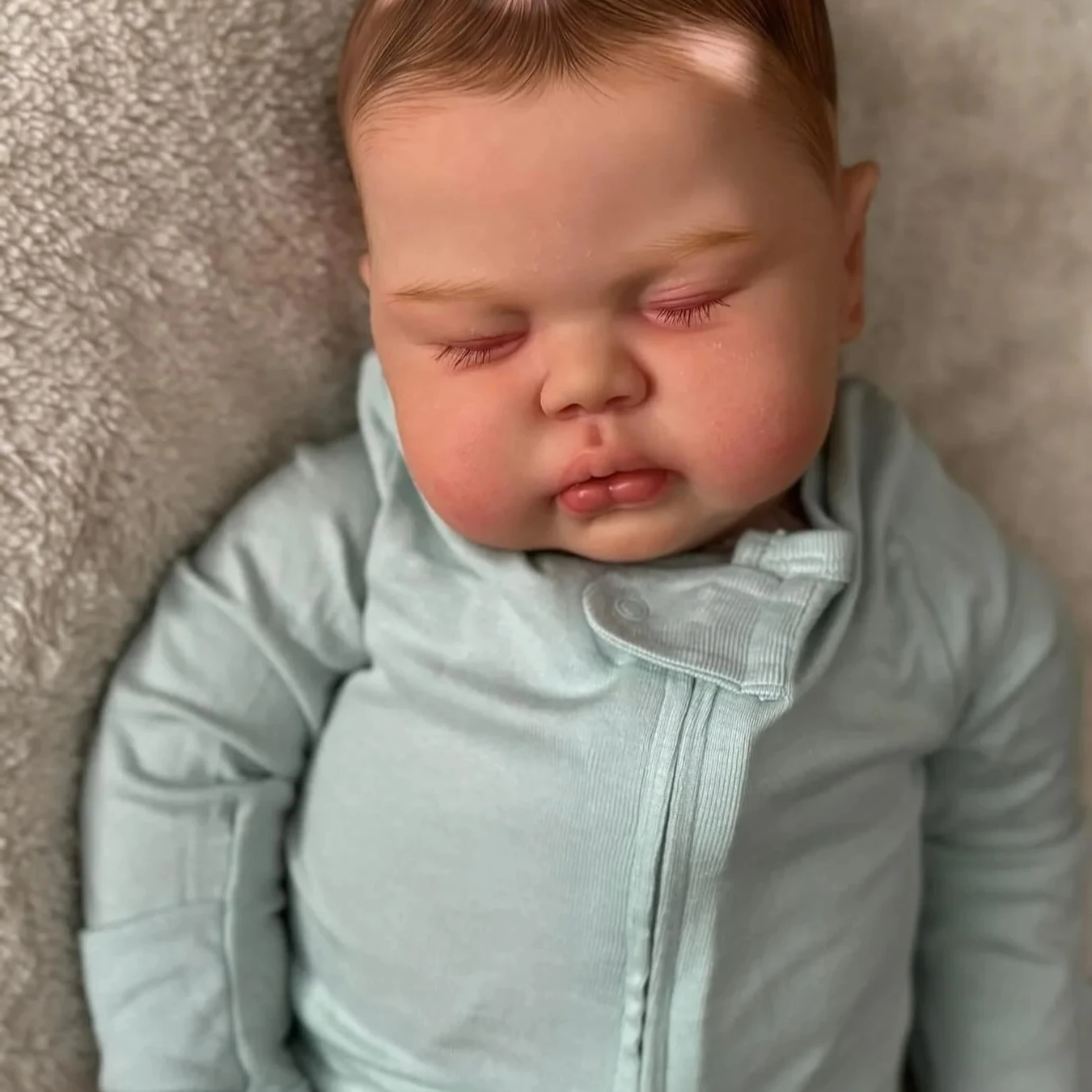NPK 60CM Reborn Pickle Handmade Soft Cloth Body Lifelike Toddler Baby with 3D Skin Hand Painted Hair Cuddly Baby Doll for Gift