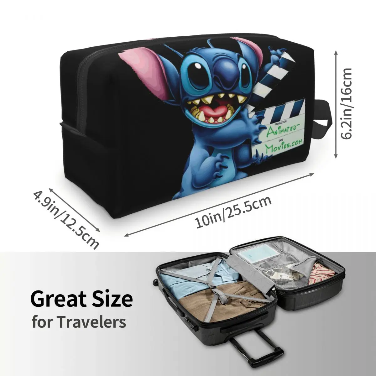 Custom Kawaii Disney Lion Stitch Travel Toiletry Bag for Women Kawaii Anime Makeup Cosmetic Organizer Beauty Storage Dopp Kit