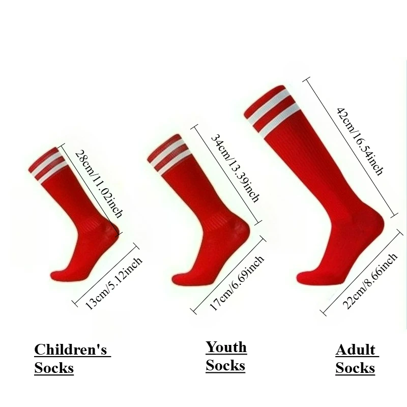 

Professional Soccer Socks for Kids Youth Adults Non-slip Long Tube Over-the-Knee Sweat Absorption Student Striped Sports