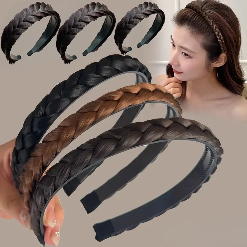 Fashion Women Hair Band Fishbone Braid Lazy Wig Twist Braid Headband Hairpin Bohemia Non-slip Headdress Bridal Hair Accessories