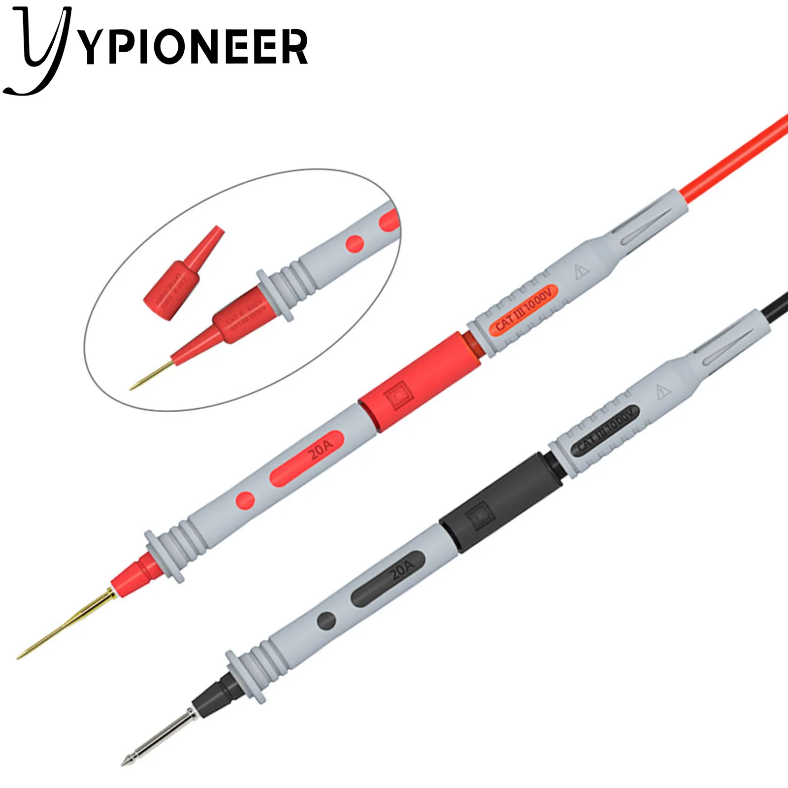 YPioneer P1308B مجموعة موصلات اختبار متعددة مع مقاطع التمساح الموز التوصيل إلى مقاطع خطاف اختبار المنتزع الصغير تحقيقات قابلة للاستبدال