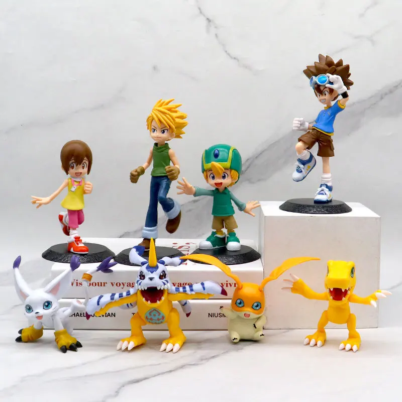 Anime Digimon Adventure Action Figure Model Toy Ornaments Cartoon Yamato Gabumon Taichi Agumon Takeru Patamon Desktop Decoration