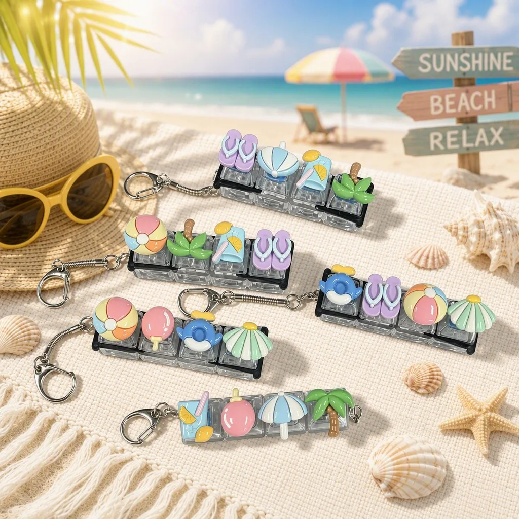 Led Light Keychain Three Dimensional Beach Theme Keychain Beach Keychain Diy For Gift Sets Key Organization Backpacks