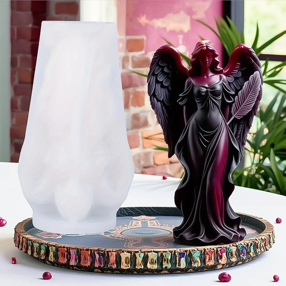 New Silicone Scented Candle Mold 3D Gothic Style Goddess Figure Plaster Mold Wing Angel Relief Clay Making Tool DIY Crafts