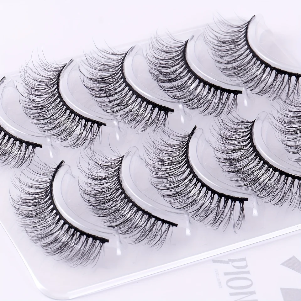5 Pares de Pestañas Ojo de Gato con Maquillaje Fino y Natural, Rollo D 12-17mm 3D Naturales, Pestañas Postizas en Múltiples Piezas, Suaves 6