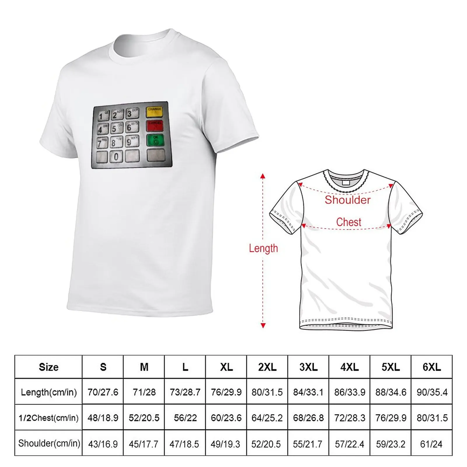 New ATM keypad T-Shirt korean fashion hippie clothes mens graphic t-shirts big and tall