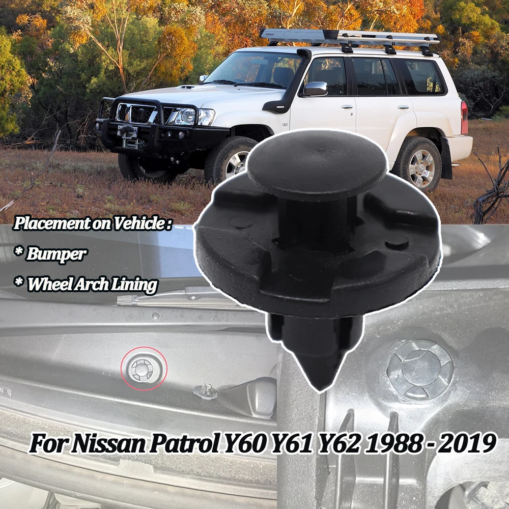 

For Nissan Patrol Y60 Y61 Y62 1988-2016 2017 2018 2019 Car Bumper Wheel Arch Trim Clip Lining Liner Mud Flap Guard Rivets