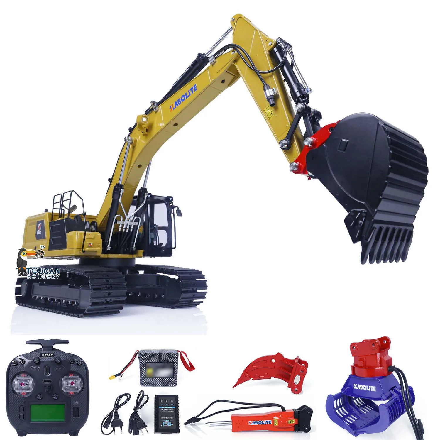 In Stock Kabolite 1/18 HUINA RC Upgrade K336GC K961s Metal Hydraulic Excavator Model Digger Car ST8 Remote Ripper Hammer Claw