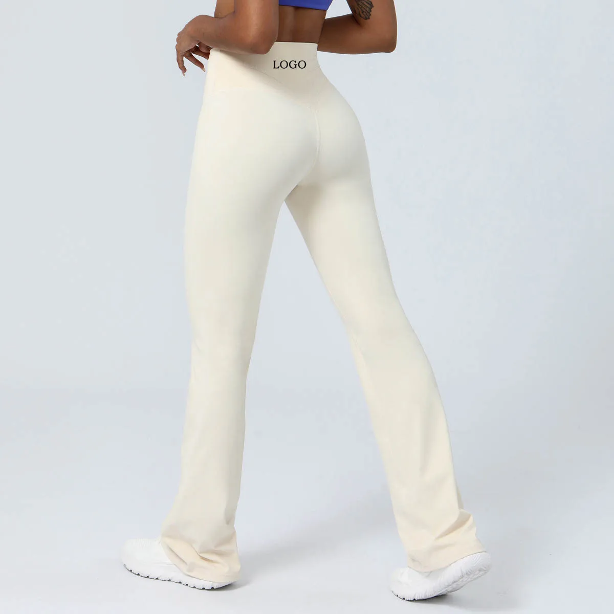 

Custom LOGO Nude Tight Dance Wide-Leg Pants Hip Lift High Rise Casual Flared Pants Fitness Exercise Yoga