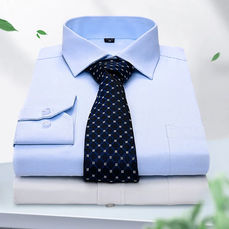 New Fashion Plus Size Long Sleeve Solid Color Regular Fit Men\'s Social Casual Business White Black Dress Shirt 5XL 6XL 7XL 8XL