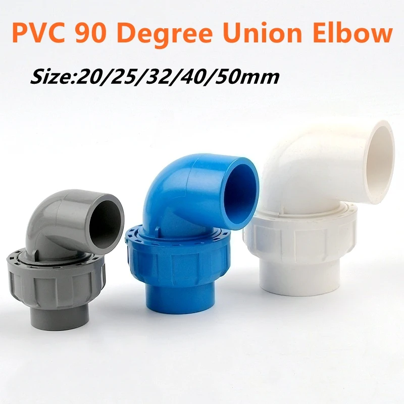 1PC I.D 20~50mm PVC 90 Degree Union Elbow Pipe Connectors Aquarium Fish Tank Fittings Garden Irrigation Joints Bending Accessory