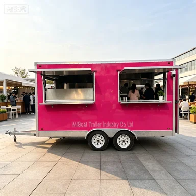 Vibrant Pink Dual Serving Window Mobile Food Trailer AISI304 Stainless Steel Concession Food Truck For Street Retail