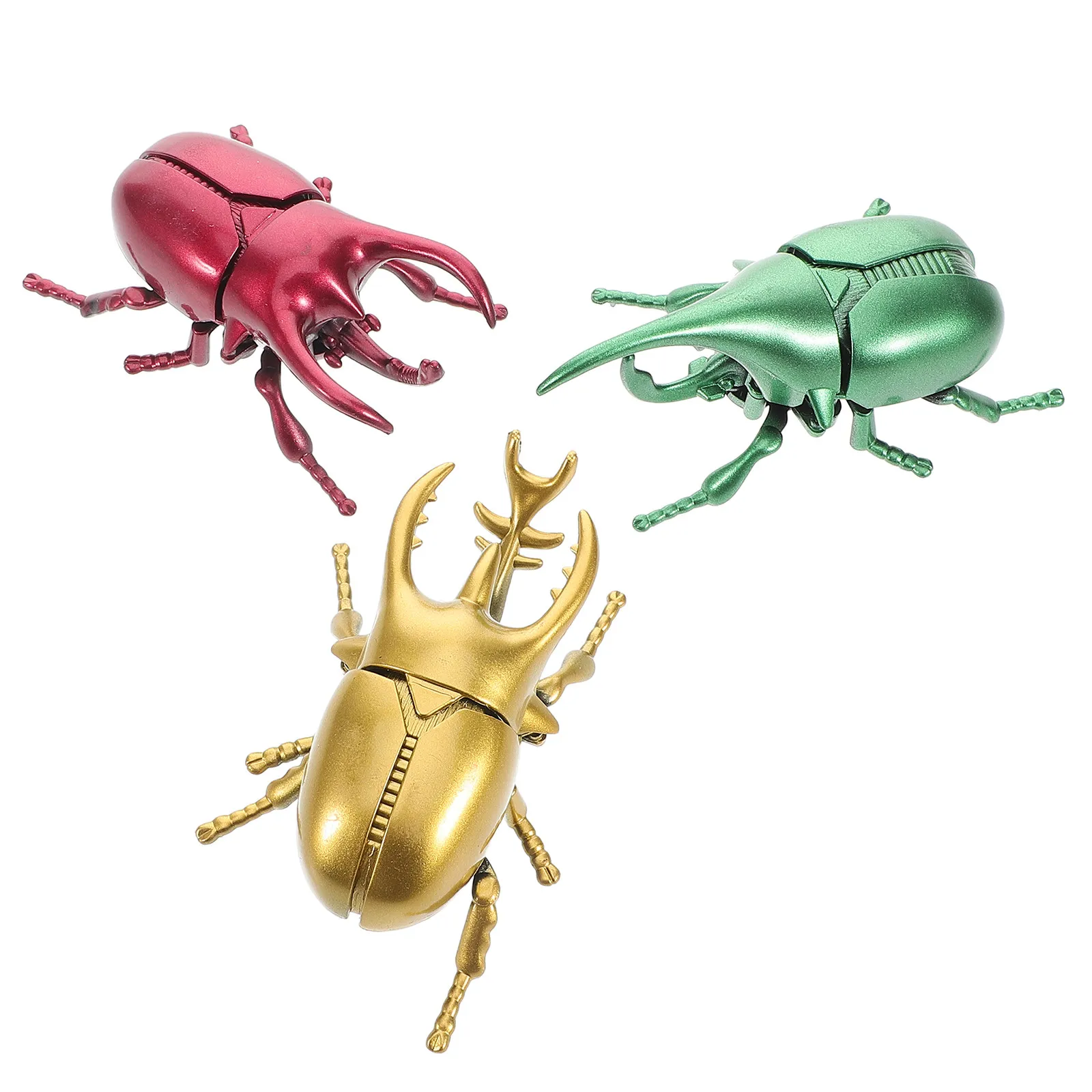 3Pcs Lifelike Windup Beetle Insect Set Realistic Colors for Halloween April Fools Scary Prank Decorations Play Bugs