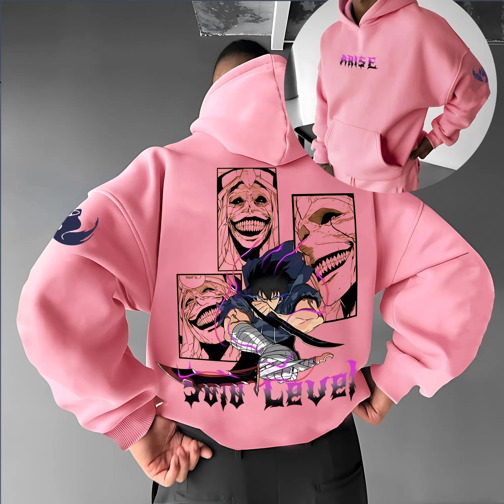 

Solo Leveling Одежда для родителей и детей Осенне-зимняя японская толстовка с капюшоном Hotblooded Animation Classic Character для мужчин и женщин