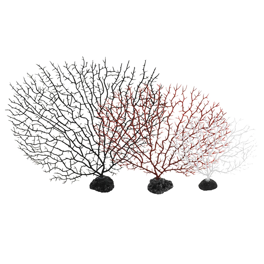 

3pcs Simulated Coral Tree Artificial Branch Decor For Aquarium Fish Tank Landscape Red White Black Easy To Clean Long Lasting