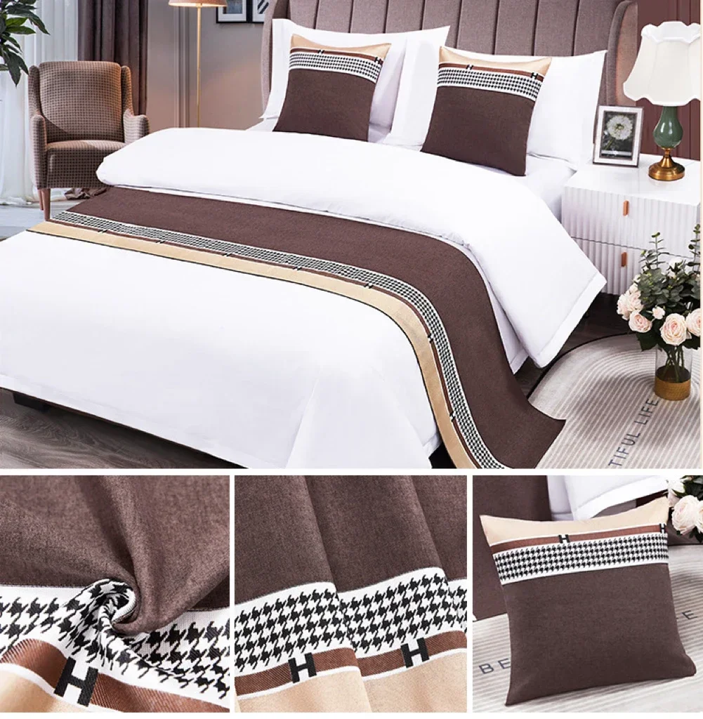 

Nordic Cotton Linen Bed Runner Bed Tail Towel Flag Bedding,Bedroom Guestroom Hotel Home Wedding Bedding Decor Bed Tail Towel