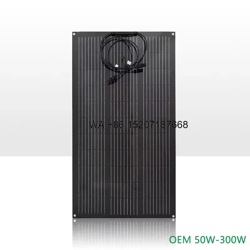 Wmwmnu ETFE Monocrystalline Black Flexible Solar Panel 100W 200W 300W 18V 24V 36V for Car Boat Outdoor Camping RV Marine