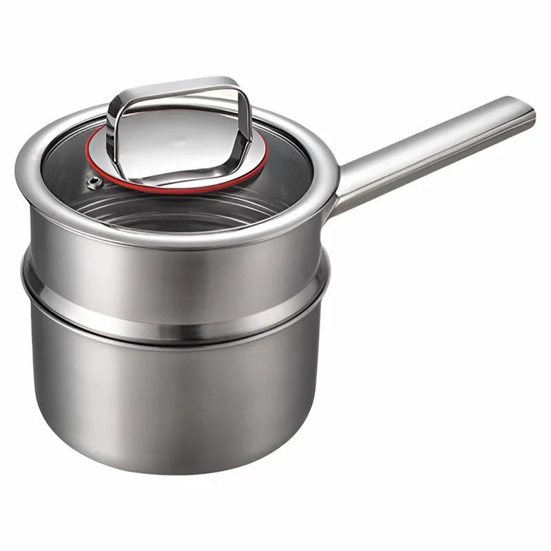 

Stainless Steel Pot with Lid and Steamer Non-stick Milk Pot and Soup Pot Suitable for Induction Cooker and Gas Stove