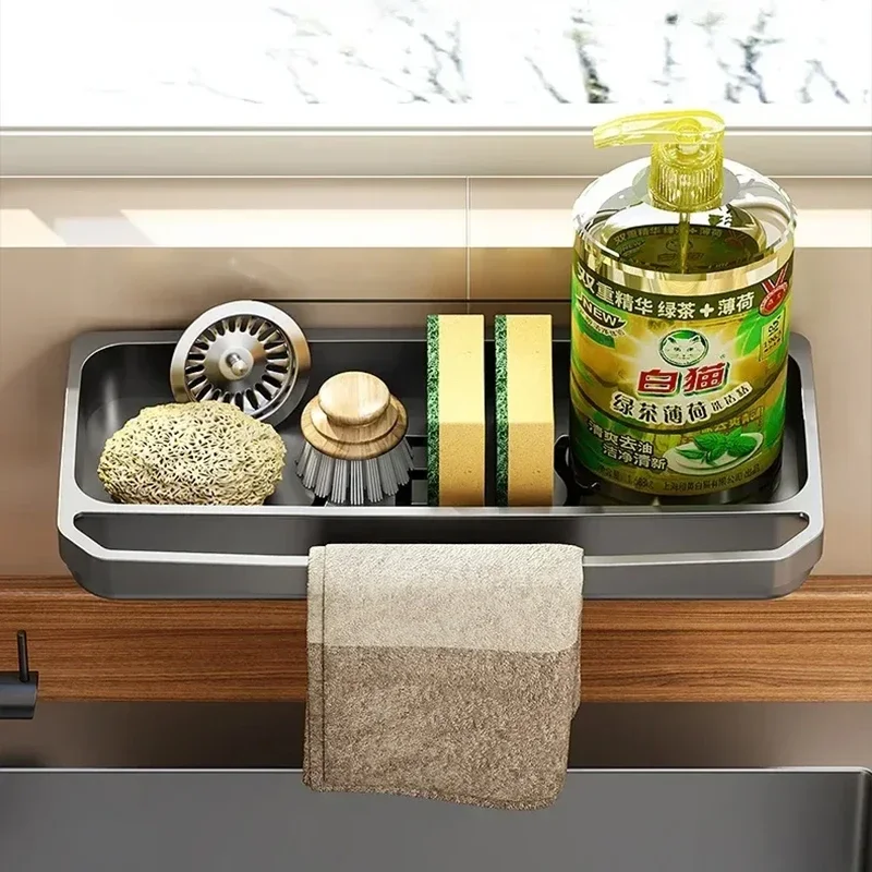 

Drain Rack Kitchen Sink Organizer Self-Draining Shelf Sponge Holder Dishcloth Faucet Storage Soap Drainer Kitchen Accessories