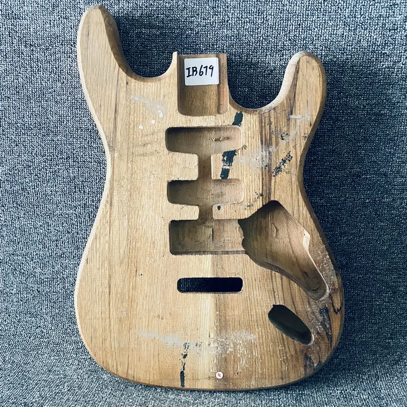 IB679 Chinese Alder Wood Unfinished ST Guitar Body Custom Pickups+Bridges No Paints DIY Replace Electric Guitar Parts Damages