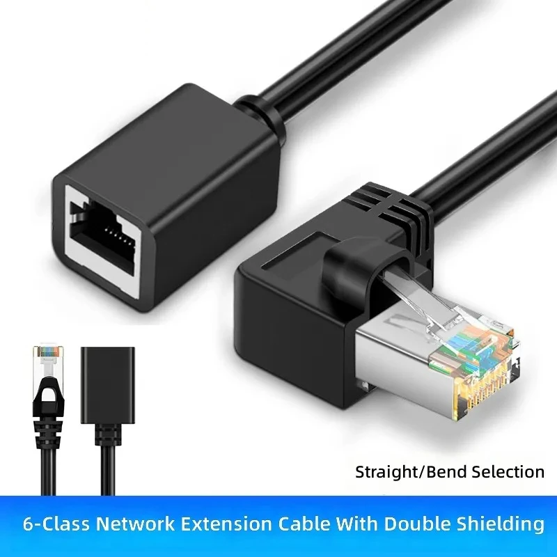 for  RJ45 Network Cable Extension Male to Female 90 Degree Right Angle Elbow Broadband Ethernet Extender Cord