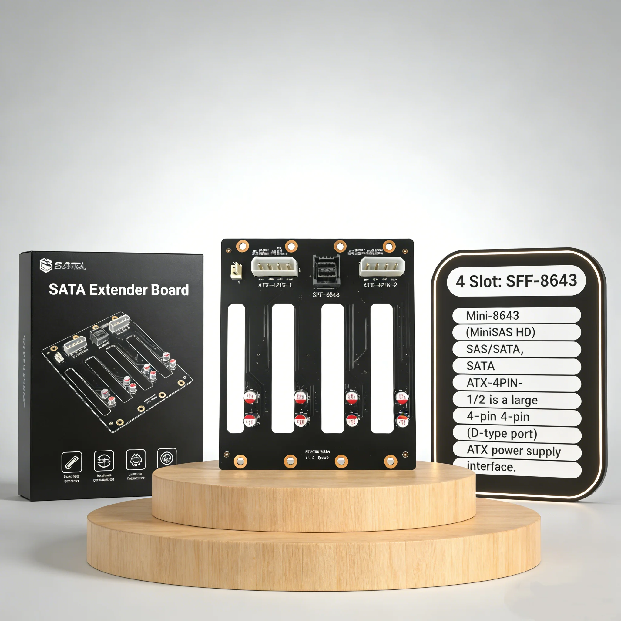 

Плата-адаптер U.2 NVMe SSD на 4 отсека (4PIN) с разъемом SFF-8643 и двойным питанием ATX 4Pin для расширения хранилищ ПК и серверов