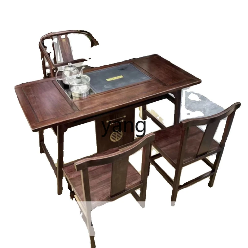 

Lcx solid wood balcony tea table and chair combination household small apartment