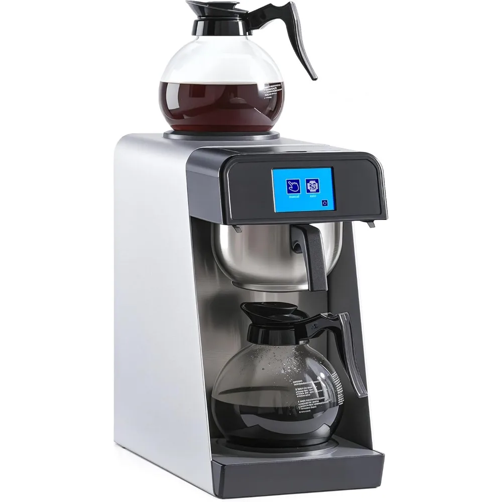 Carafes, 2 Warmers, LCD Panel, Automatic Stainless Steel Coffee Brewer for Cofe Bar and Restaurant