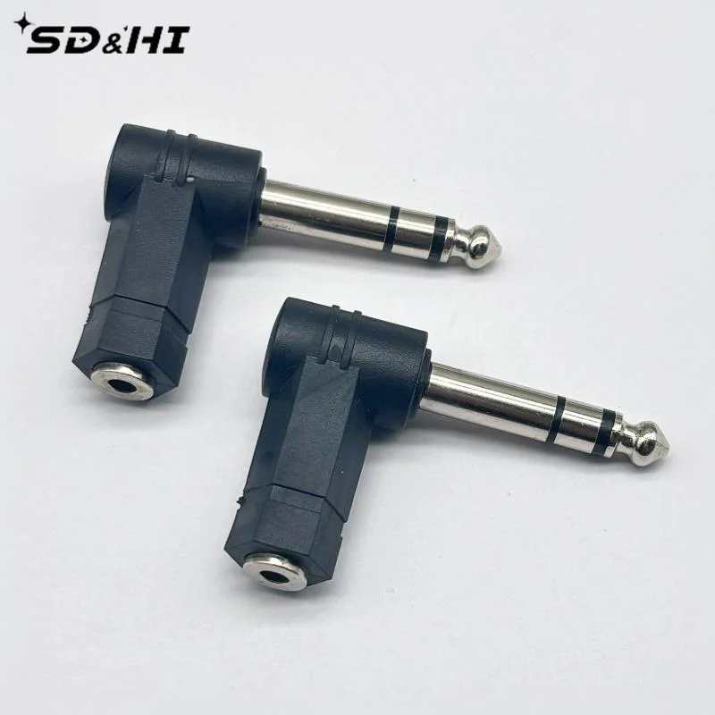 AV Earphone Microphone Audio Adapter 6.35 To 3.5 Plug Converter 6.5 To 3.5 Male To Female Bend 90°