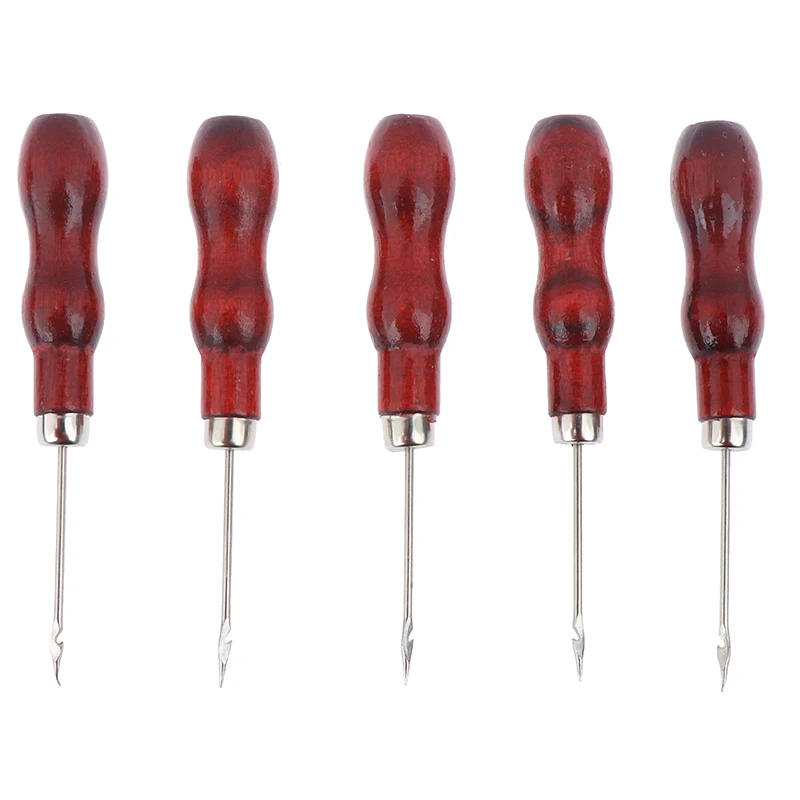 5 Pcs Red Leather Craft Awl Hand Sewing Tool Leather Shoes Repair Hook Awl Puncher Positioning Drilling Tool