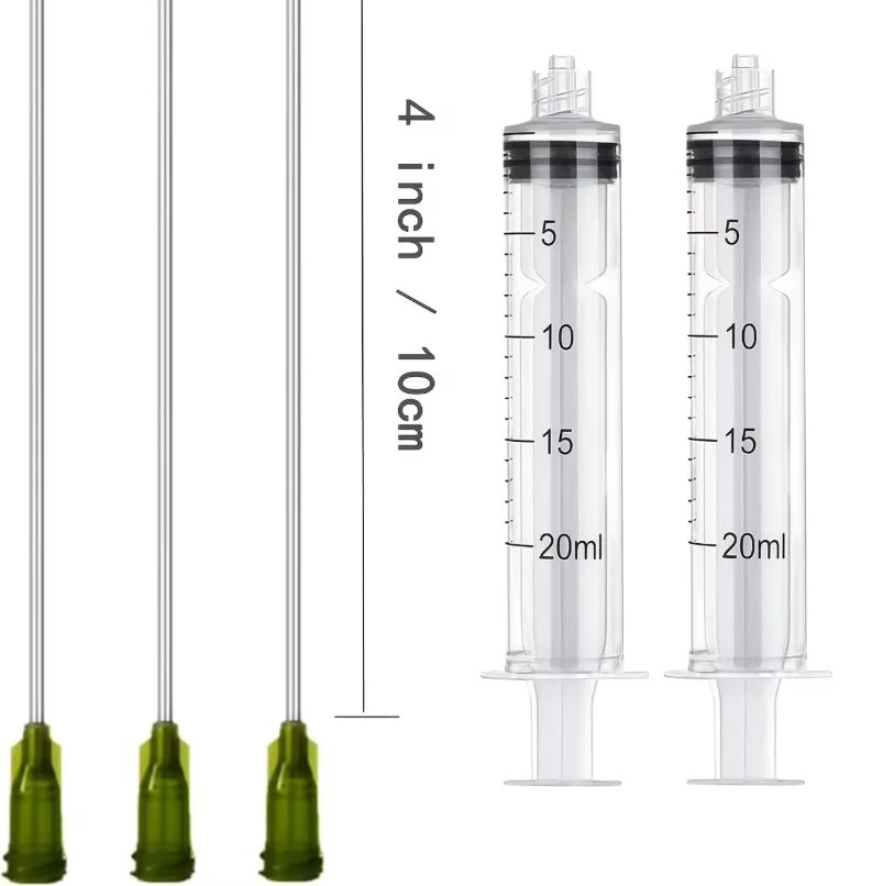 Industrial Graduated Liquid Dispensing Kit, Plastic Dispenser with Long Blunt Tip Needle 10ml/20ml/60ml for Ink Refill, Lab Reag